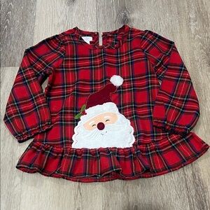 Mud Pie Red Plaid Santa Tunic Shirt 4T